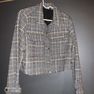 Cropped zip up plaid jacket